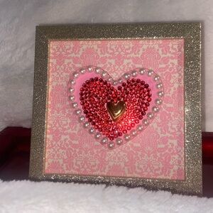 Heart Wall Art with Gold and Red Accents